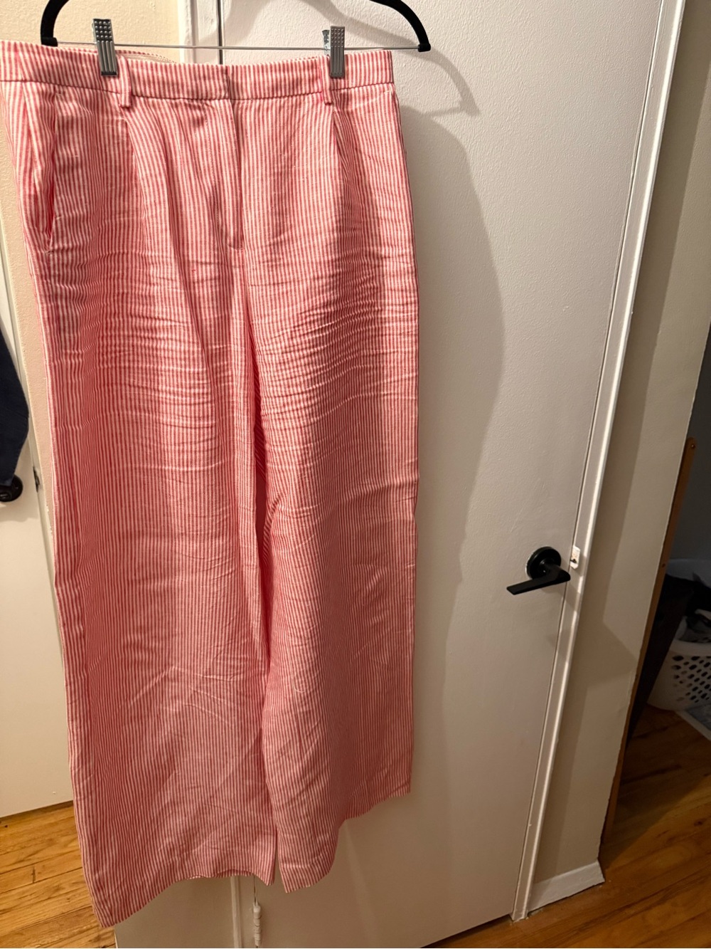 J. Crew Red and White Striped Wide-Leg Pants